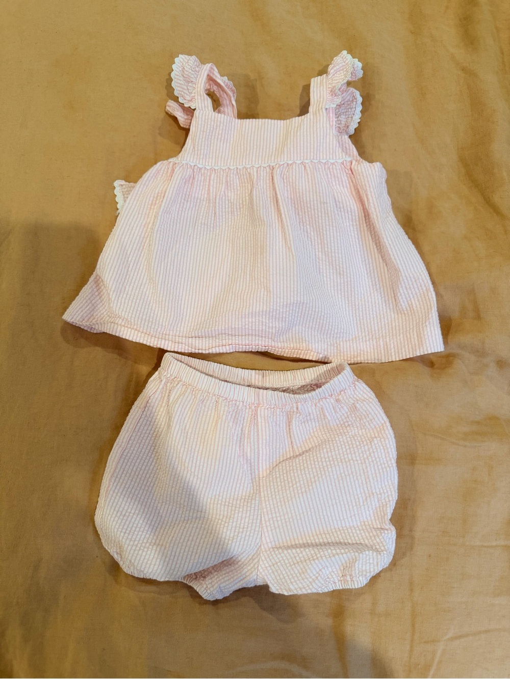 Pink Seersucker Set — Girls' Tank Top & Bloomers